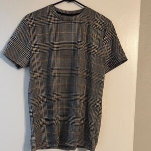 Boohoo Black and White Plaid Short Sleeve Tee